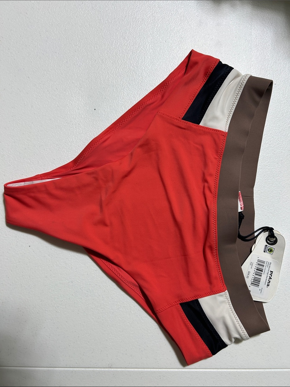 Prana Red Colorblock Bikini Bottom with Neutral Waistband
